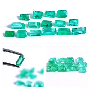 Natural Colombian Emerald Faceted Cut Gemstone, Green Emerald Cut Stone Mix Lot, Colombian Emerald Cut Loose Stone For Jewelry Size 3-5 MM