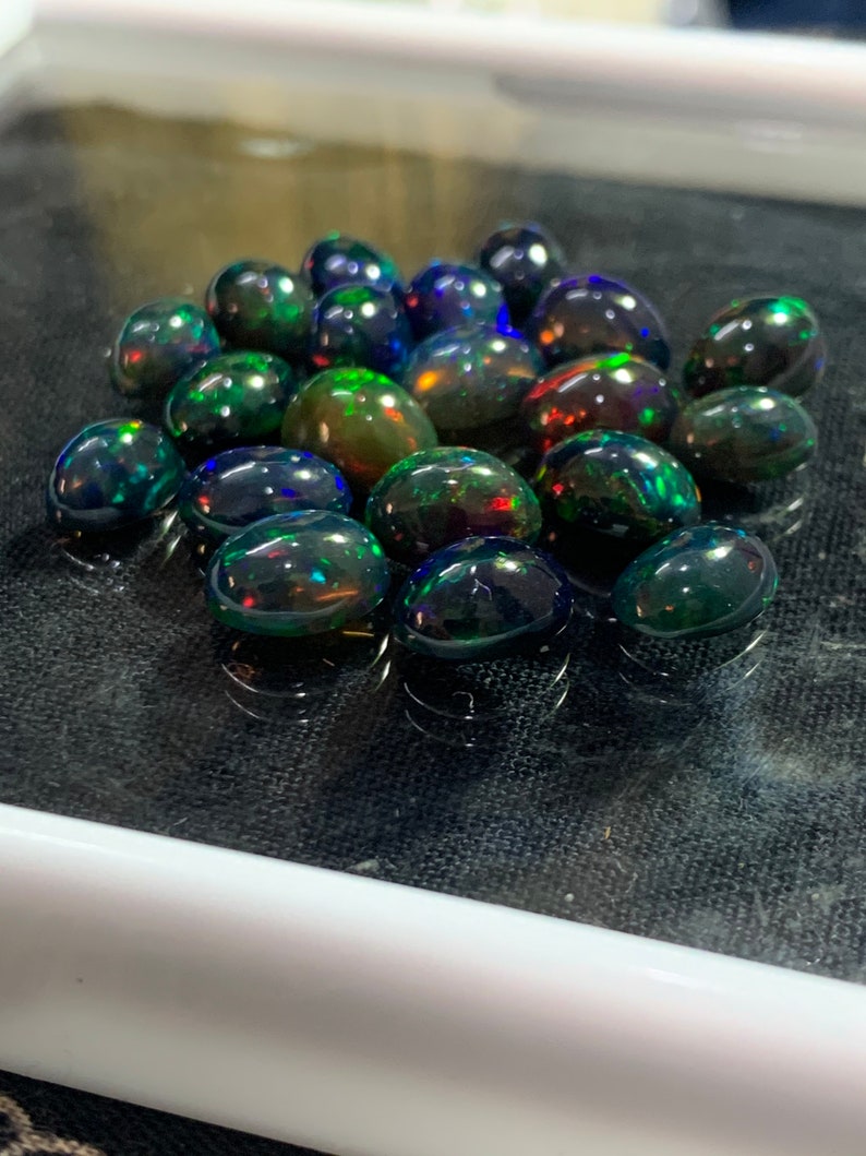 1 piece,9*7 mm BlackOpal-Ethiopian Opal-Multi Fire Opal-Opal Cabochon-Loose Opal-Opal For Jewelry-Calibrated Fire Opal-October Birthstone