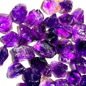 Natural Purple Amethyst Raw Rough Lot | 11-19mm AAA Quality Loose Crystals | Rough Amethyst Chunks for Cabbing &Wire Wrapping Jewelry Making