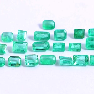 Natural Colombian Emerald Faceted Cut Gemstone, Green Emerald Cut Stone Mix Lot, Colombian Emerald Cut Loose Stone For Jewelry Size 3-4.5 MM