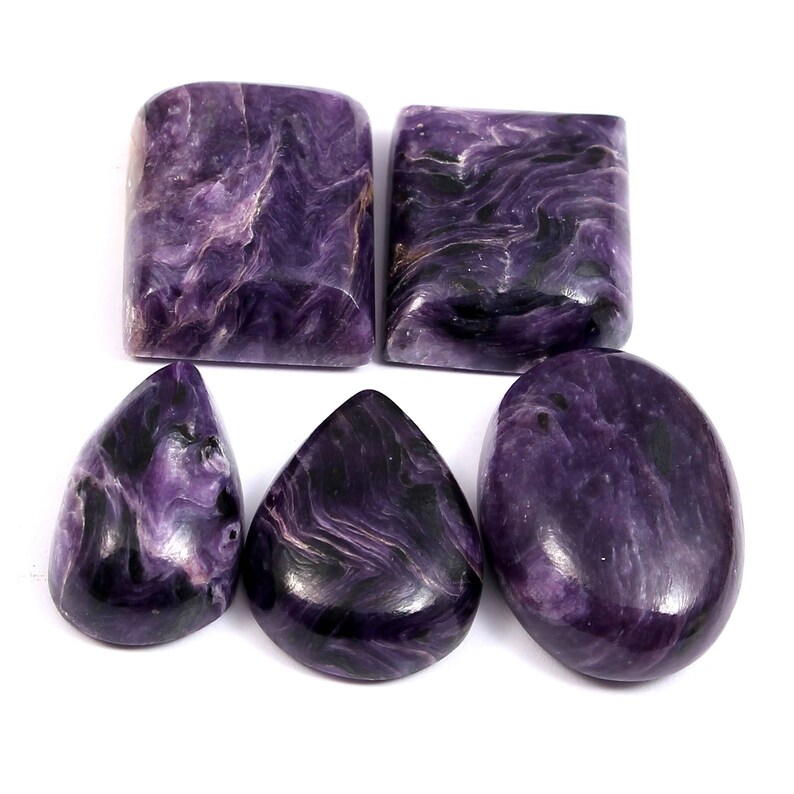 5 pcs 233 Cts 100/% Natural Good Quality Purple Color Charorite in Good Price Cabochon Loose Gemstone size 19 /_/_/_22 mm Charorite cabochon
