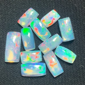 11 Stück Lot 6-10 mm Opal - Äthiopischer Feueropal- Schwarzopal - Welo Feueropal - Oktober Geburtsstein - Opalstein- Opal Cabochon - Loser Opal