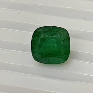 Natural Emerald Cushion Faceted Cut Gemstone, Zambian Emerald Cushion Cut Stone, Green Emerald Crystal Cut Loose Stone For Jewelry Making
