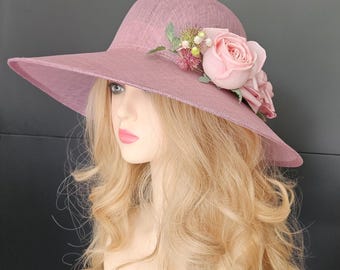 Pink Boater Hat, Floral Fascinator, Parisian Style - Etsy display picture 3