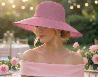 6 COLOURS Kentucky Derby Hat Pink Royal Ascot Hat Statement Ladies Day Wedding Hat Church Hat Occasion Racing Women Wide Brim Garden Party