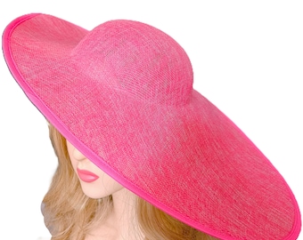 Extra Large Ascot Fascinator Hat Pink Hat Kentucky Derby Hat - Wedding Hat Church - Racing Hat for Races - Ladies Day Hat Occasion Hat