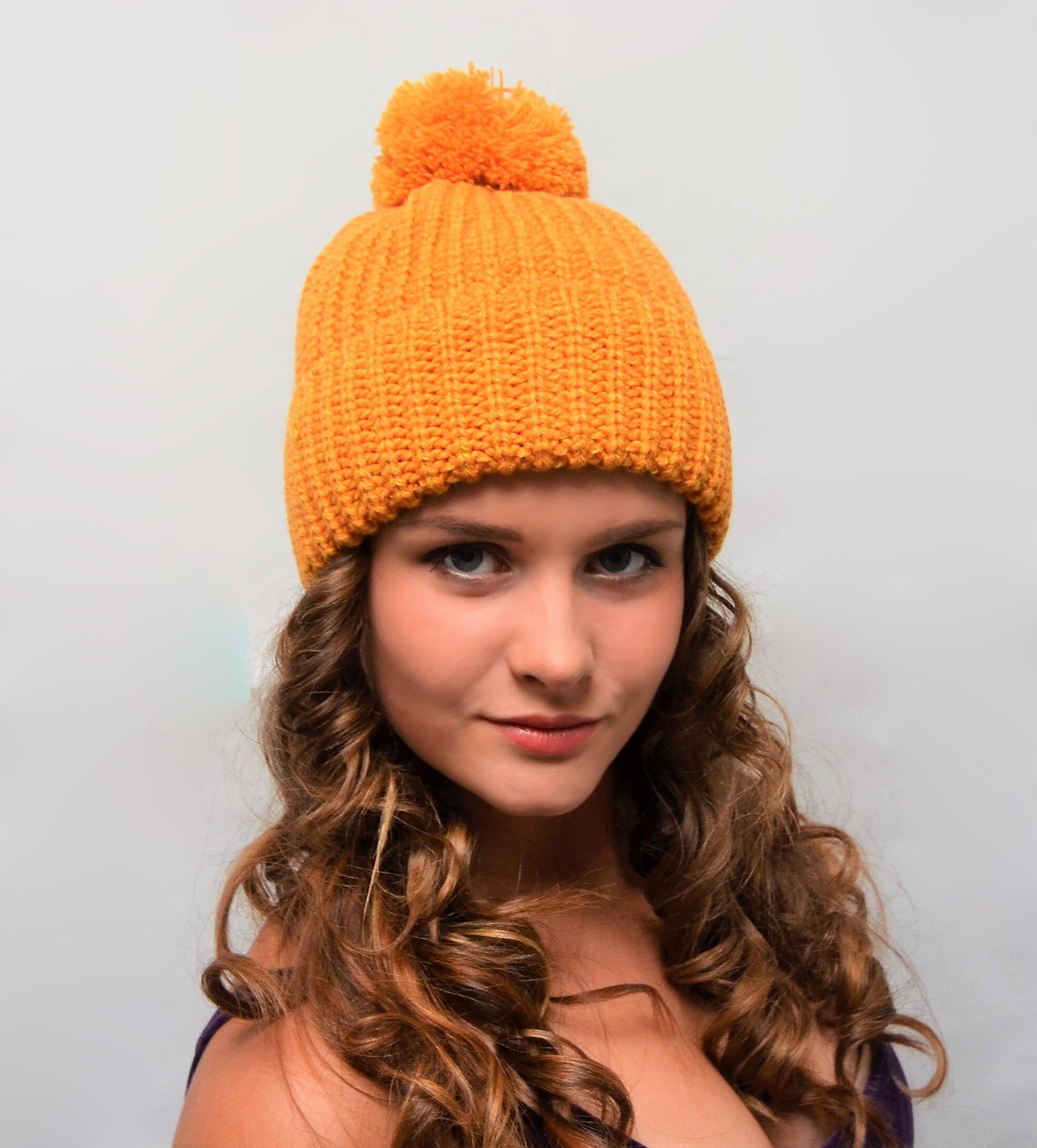 Bobble Beanie Hat Mustard Ladies Winter Hats Yellow With Pom