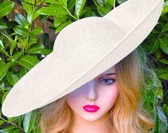 9 COLOURS Extra Large Fascinator BASE White Cream Ivory Royal Ascot Hat Wedding Hat - Church Hat Racing Occasion Races Kentucky Derby Hat