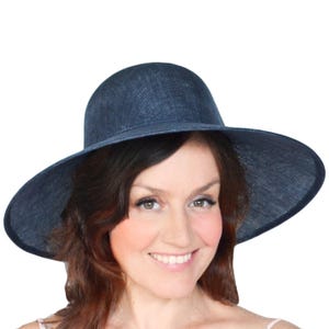 6 COLOURS Navy Blue Hat Royal Ascot Hat Kentucky Derby Hat Statement Ladies Day Wedding Hat Church Occasion Racing Women Hat Wide Brim Hat