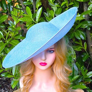9 COLOURS Extra Large Fascinator Hat Light Blue Light Royal Ascot Wedding Church Hatinator Racing Occasion Derby Christening Women Big Day