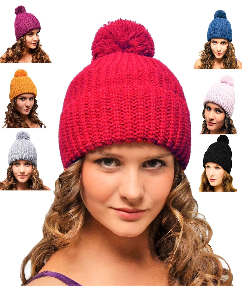 ladies woolly bobble hats