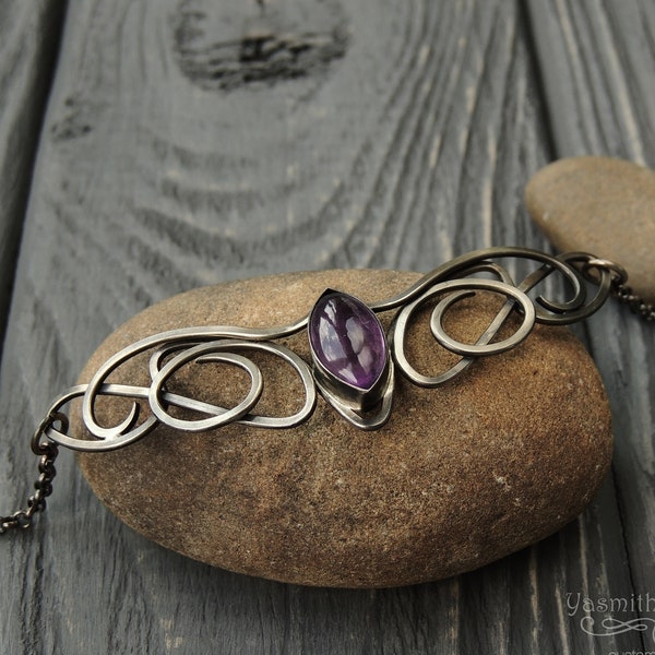 Elven diadem Forehead jewelry Elvish circlet Amethyst jewelry