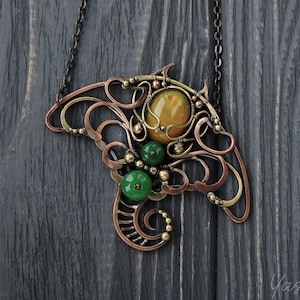 Manta ray necklace, Ocean animal pendant, Wire wrapped copper pendant, Sea stingray jewelry