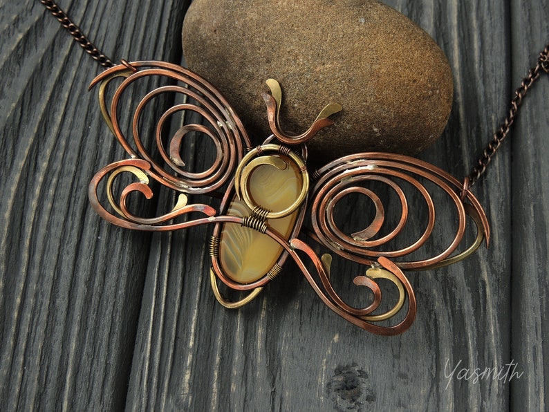 Moth Neckalce Insect Jewelry Wire Wrapped Luna Moth Necklace Copper ...