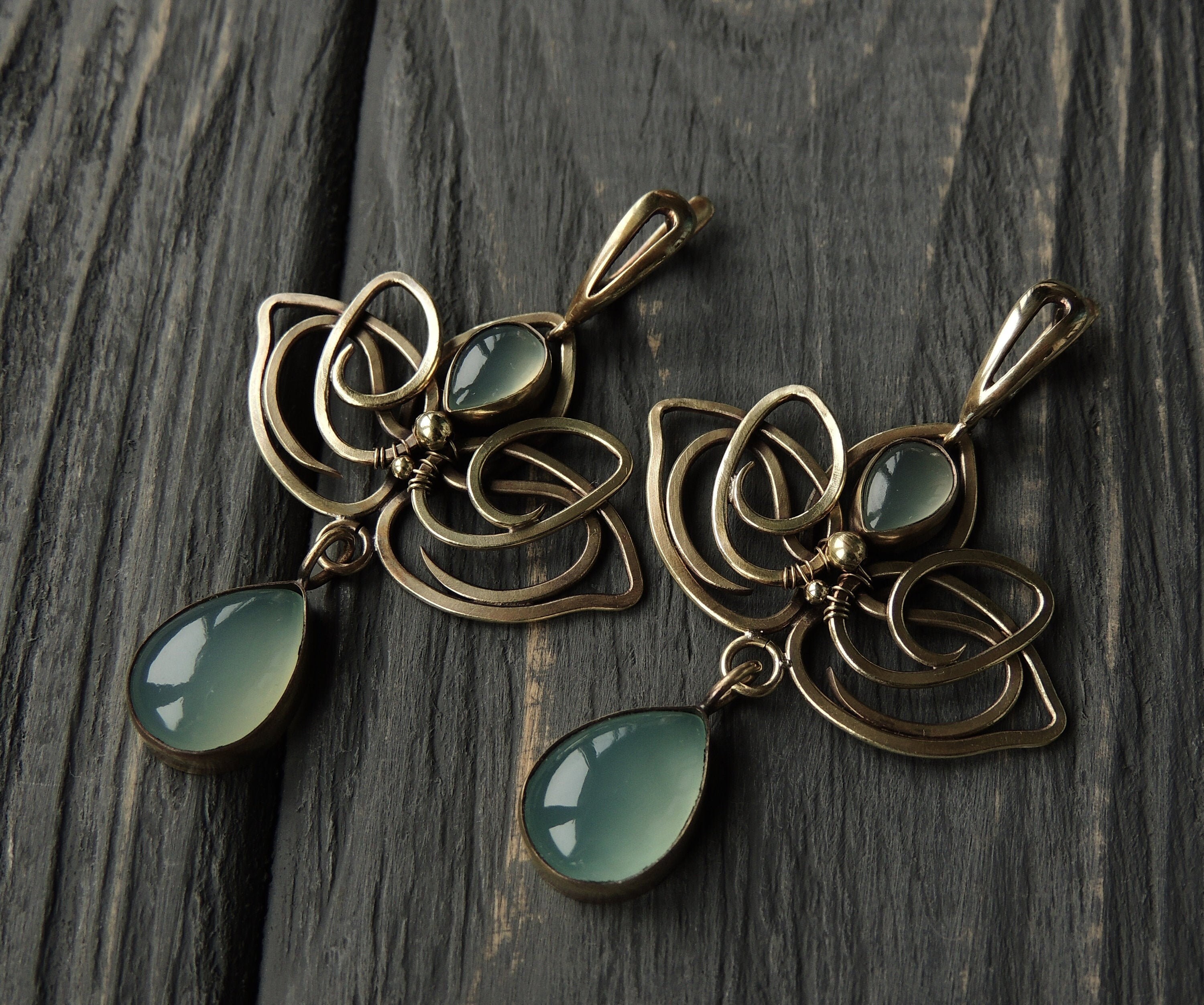 Lotus Flower Earrings Art Nouveau Jewelry Set Anniversary Etsy