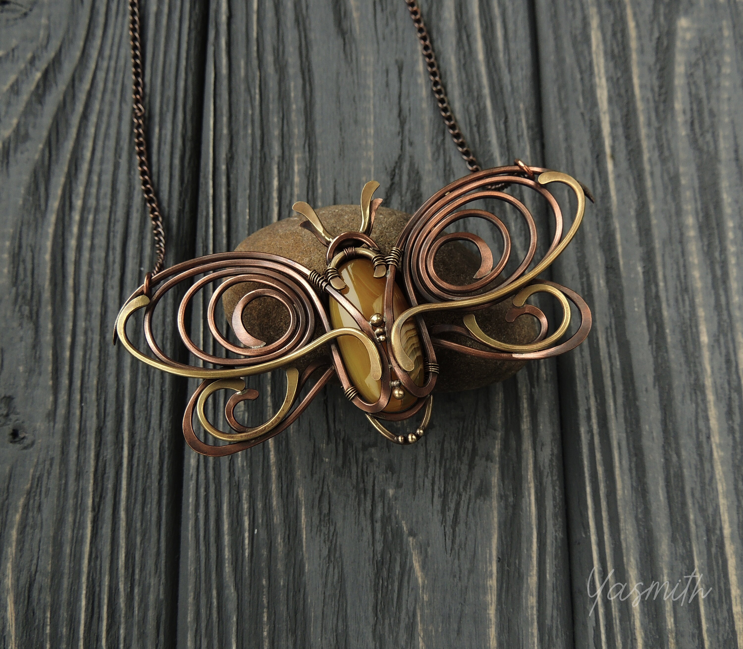 Moth Chain Moth Neckalce Insect Jewelry Wire Wrapped Luna Moth Necklace Copper ...