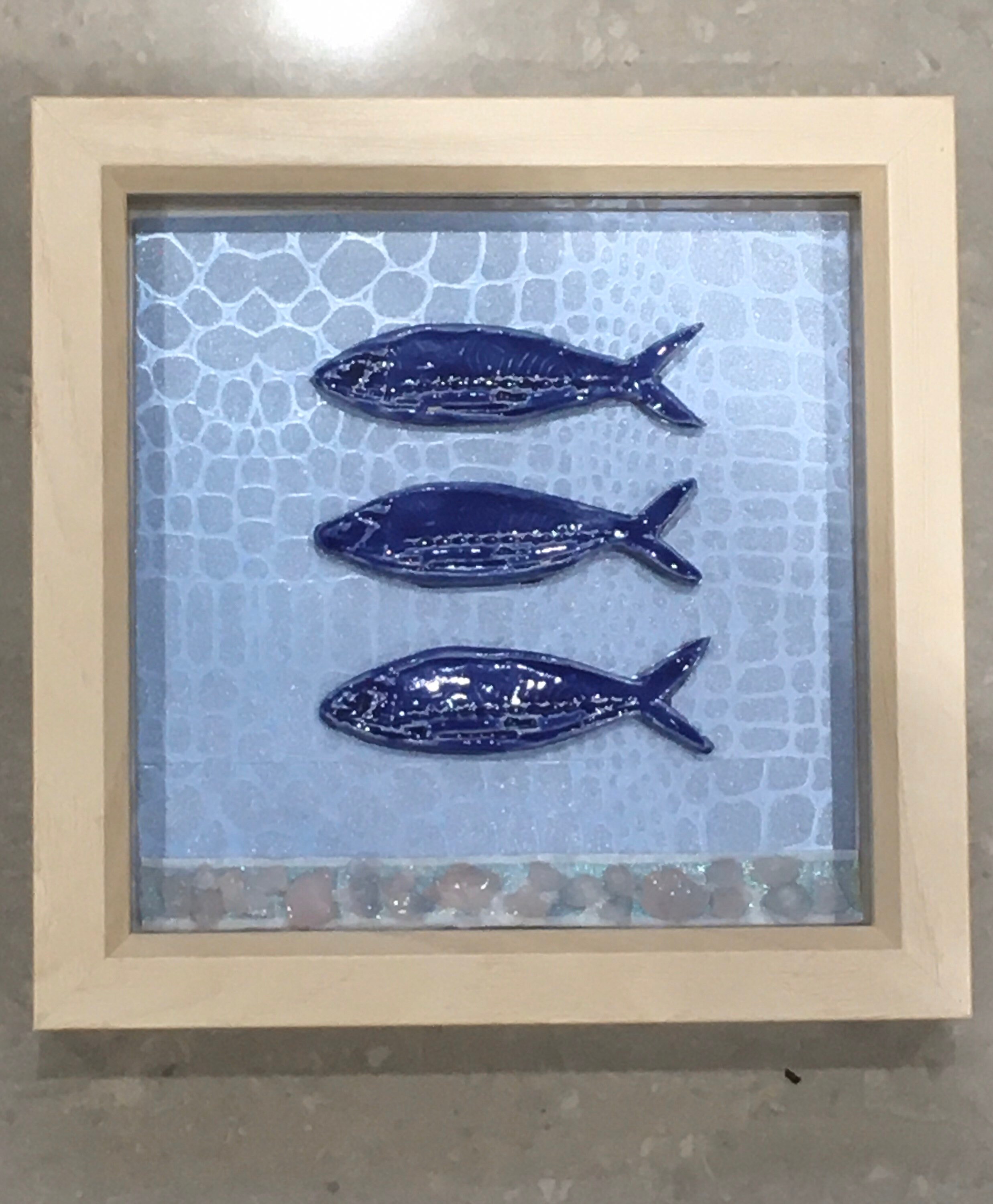 Handmade ceramic wall art blue picture pottery in a frame Etsy