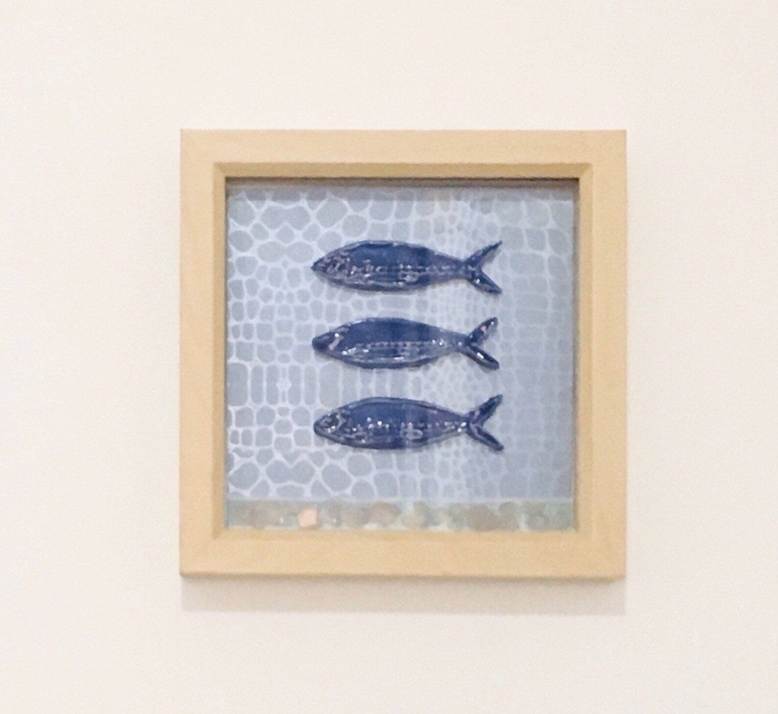 Handmade ceramic wall art blue picture pottery in a frame Etsy