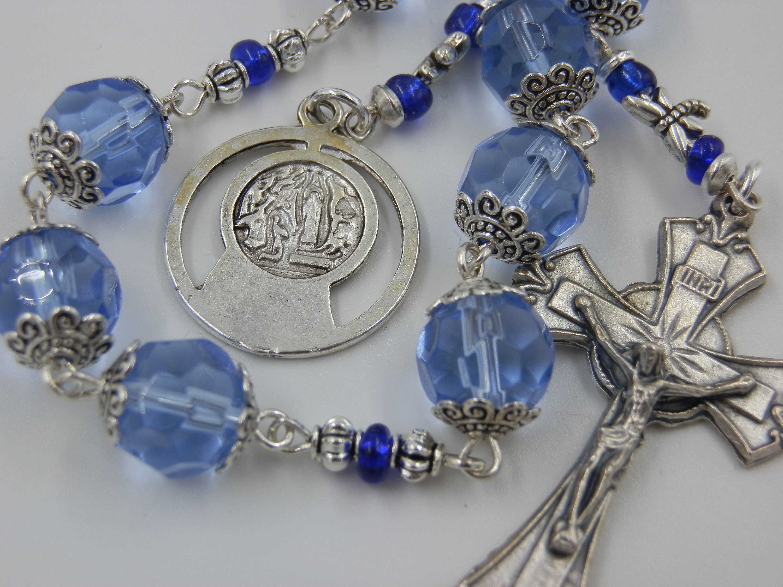 St. Bernadette crystal prayer chaplet Our Lady of Lourdes Etsy