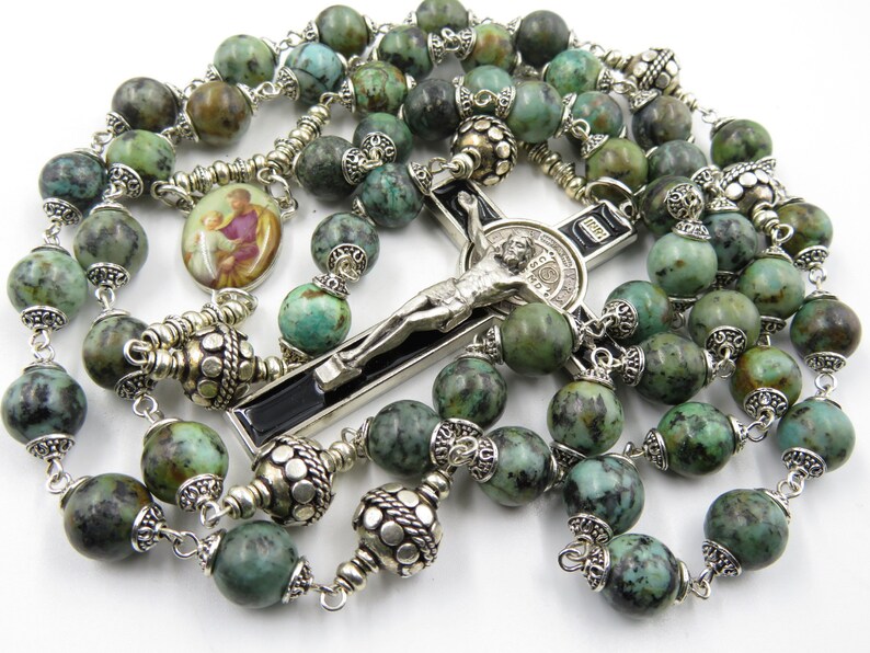 Heirloom Large Gemstone Rosary beads Holy Family rosaries Etsy
