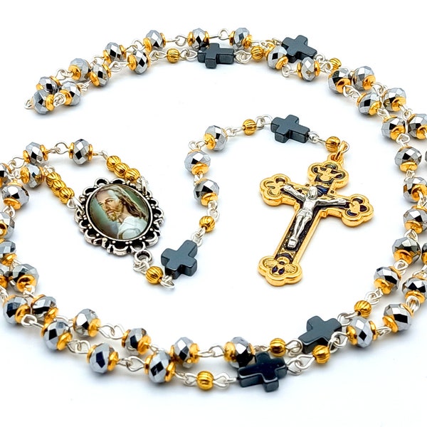 Handcrafted Holy Rosary beads, The Face of Jesus Rosaries, Enamel Crucifix, Glass spiritual Prayer beads, Travel Rosaries, Wedding rosaries.