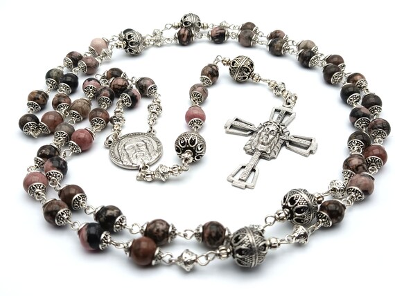 Handmade Holy Face of Jesus Rosary beads Gemstone Rosary beads Sacramental prayer beads Confirmation gift Heirloom Rosary gift