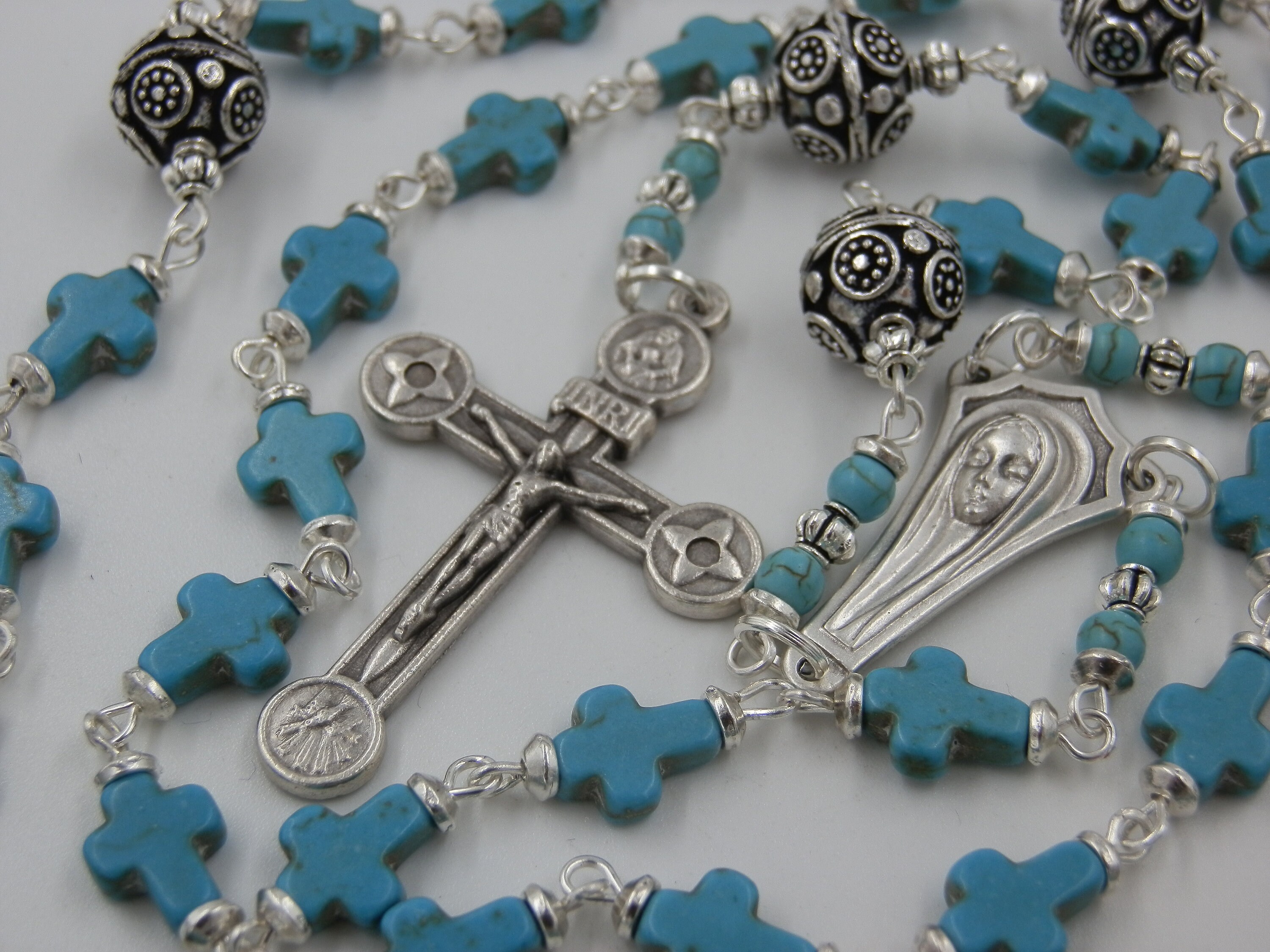 Our Lady of Fatima gemstone Rosary beads Etsy