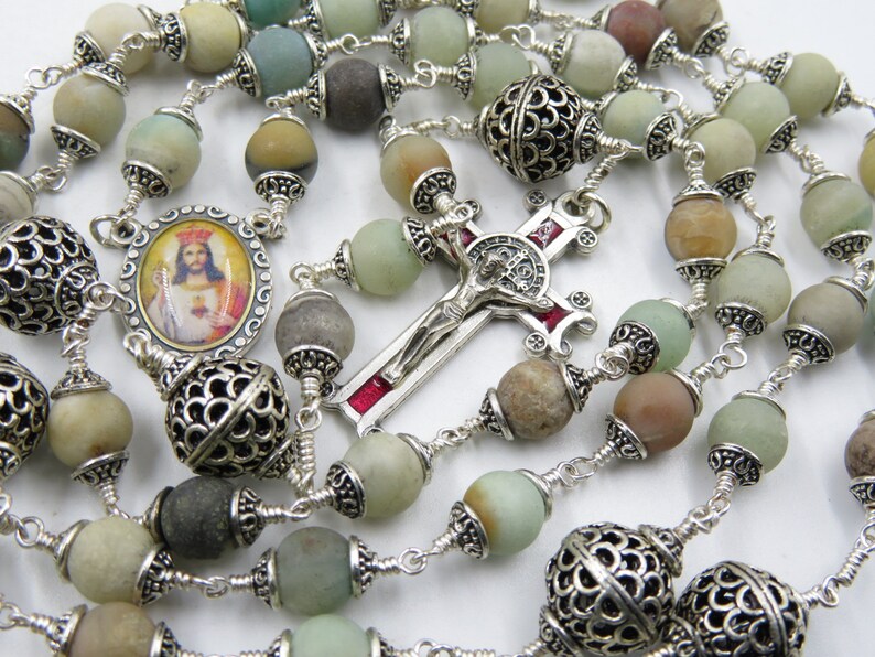 Unbreakable wire wrapped Rosary Beads Sacred Heart Rosaries Etsy