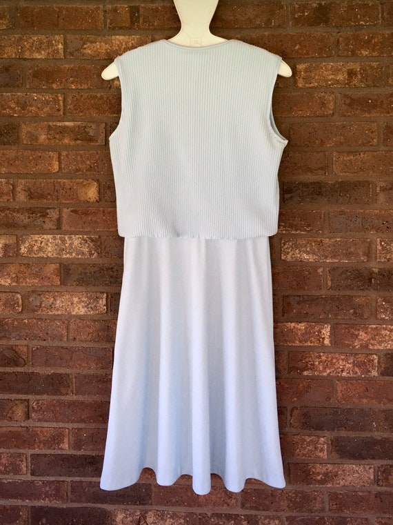 1960s Pleated Sleeveless Dress• Pale Blue• Minima… - image 2