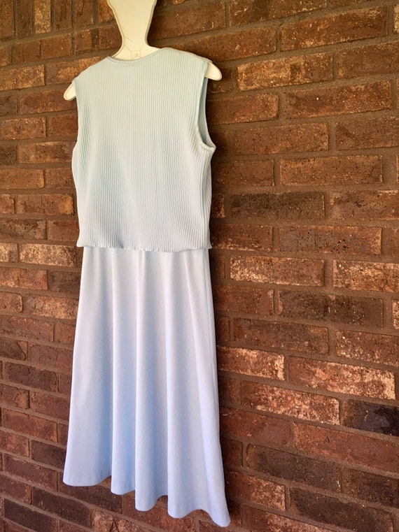 1960s Pleated Sleeveless Dress• Pale Blue• Minima… - image 4