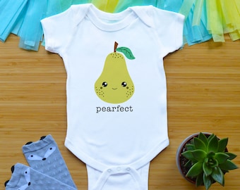 Pearfect Bodysuit or Shirt, Funny Baby Shower Gift, Fruit Newborn Baby Clothes, Pear Toddler Shirt, Kid Tees