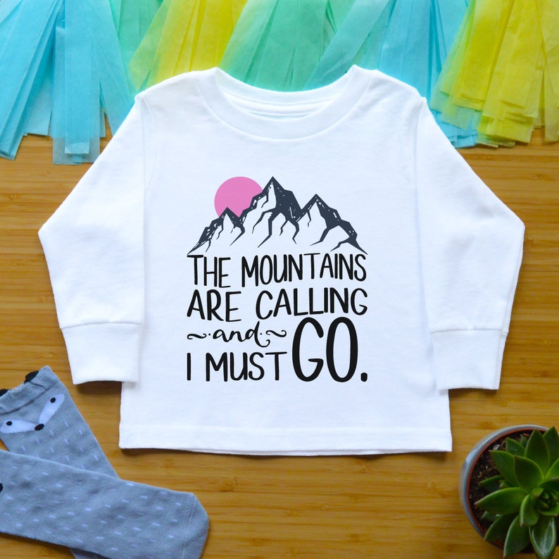 The Mountains Are Calling And I Must Go Baby Girl Outfit Hiking Adventure Shirt Hippie Baby Shower Gift Camping Baby Clothes