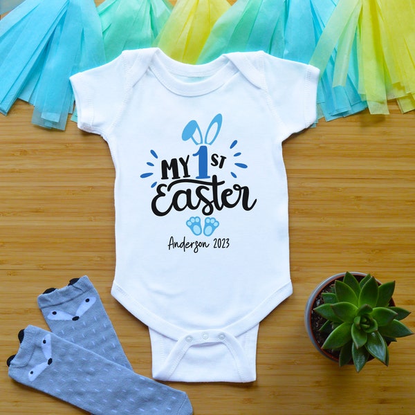My 1st Easter Baby Outfit, Newborn First Easter Bodysuit, Personalized Easter Baby Clothes, Custom Baby Name Easter Bunny Shirt