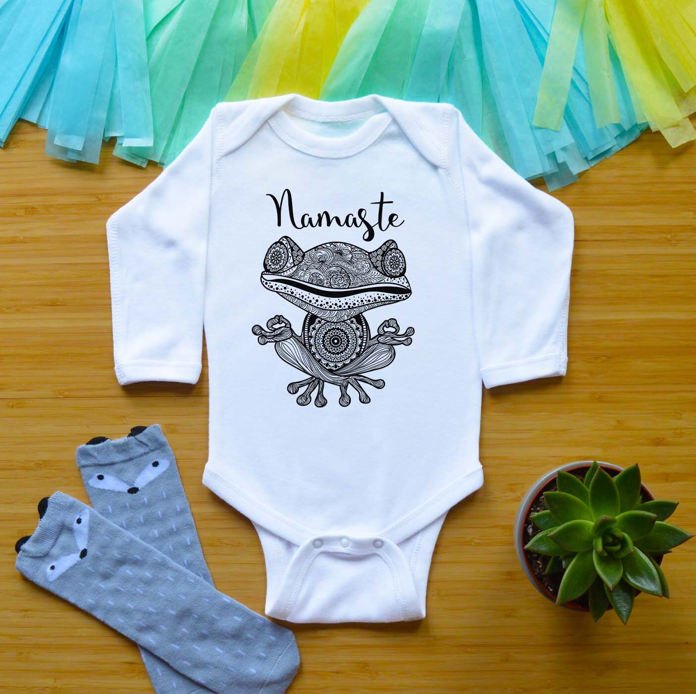 Namaste Baby Outfit Yoga Baby Shower Gift Frog Mandala Etsy