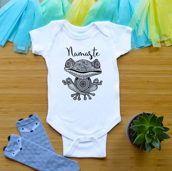 Namaste Baby Outfit Yoga Baby Shower Gift Frog Mandala Etsy