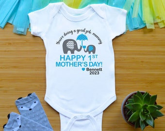 Happy 1st Mothers Day Baby Outfit, First Mother's Day Toddler Shirt, Mother's Day Newborn Baby Clothes, You're Doing A Great Job Mommy