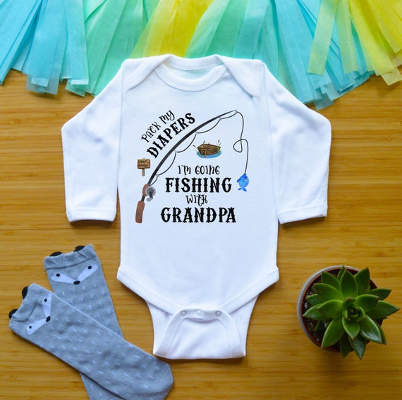 Grandpa's Fishing Buddy, Funny Baby Shower Gift, Grandfather Toddler Shirt,  Grandson Granddaughter Baby Announcement, Fishing With Grandpa 