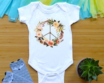 Peace Sign Baby Outfit, Hippie Baby Shower Gift, Peace Sign Toddler Shirt, Boho Newborn Baby Clothes, Bohemian Baby Outfit, Yoga Kid Tees