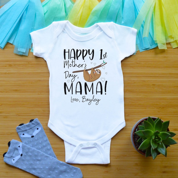 First Mother's Day Baby Outfit, Happy First Mother's Day Toddler Shirt, Newborn First Mother's Day Baby Clothes, Sloth Kid Shirt