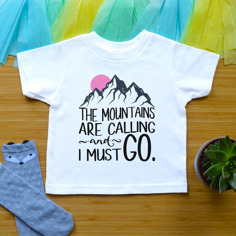 The Mountains Are Calling And I Must Go Baby Girl Outfit Hiking Adventure Shirt Hippie Baby Shower Gift Camping Baby Clothes