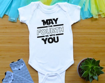 May The Fourth Be With You Bodysuit, May 4th Toddler Shirt, Newborn Baby Clothes, Funny Geek Baby Shower Gift