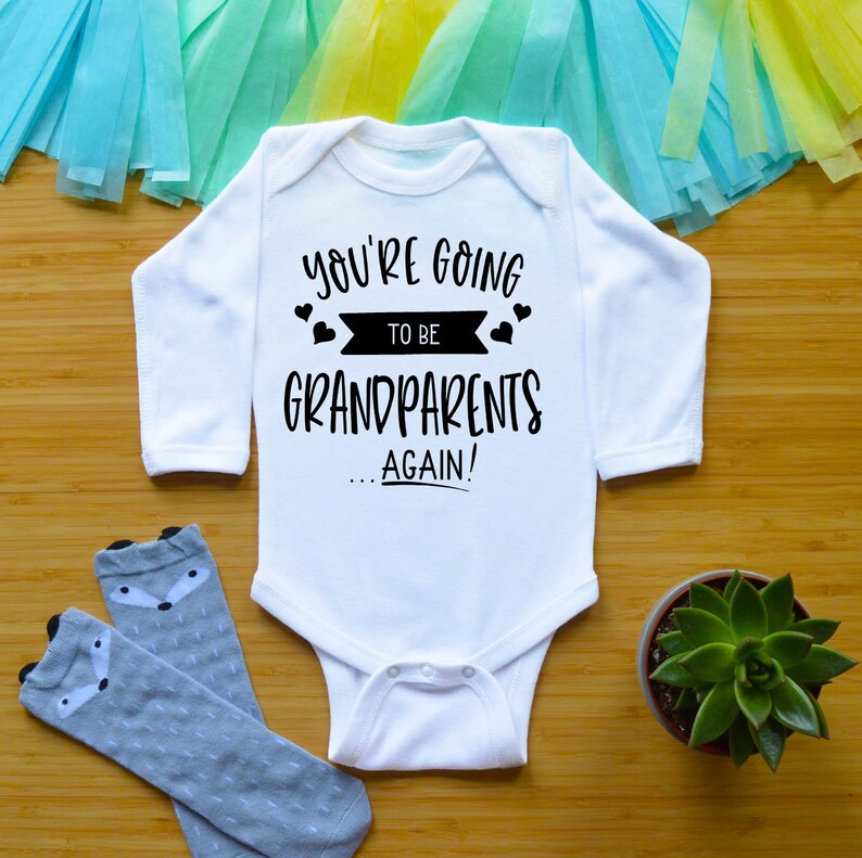 Grandparents Pregnancy Announcement Baby Clothes Baby Reveal Etsy