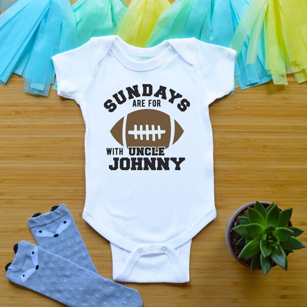 Uncle Football Baby Outfit, Uncle Baby Shower Gift, Personalized Newborn Baby Clothes, Sundays are For Football With Uncle Toddler Shirt