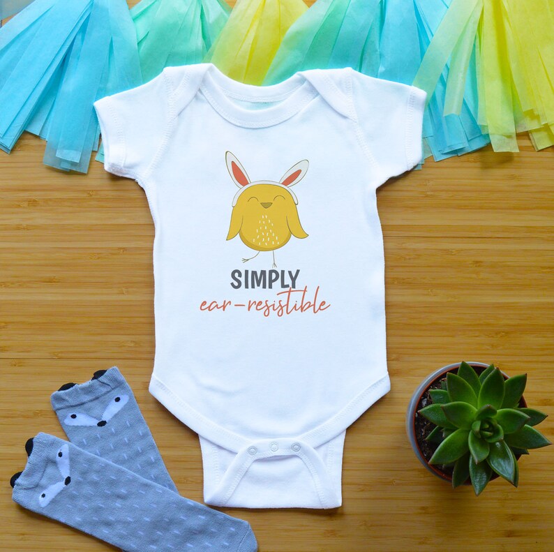 Funny Toddler Shirt Gender Neutral Baby Clothes Newborn Easter Baby Bodysuit Baby Shower Gift Simply Ear Resistible Easter Baby Outfit