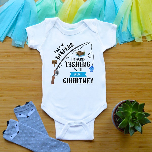 Aunt Fishing Buddy Baby Outfit, Aunt Baby Shower Gift, Auntie Newborn Baby Clothes, Funny Nephew or Niece Gift, Aunt Fishing Toddler Shirt
