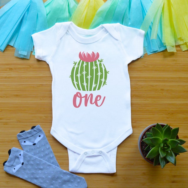 One Cactus First Birthday Outfit, 1st Birthday Baby Clothes, One Year Old Birthday Shirt, One Year Old Birthday Outfit, Cake Smash Shirt