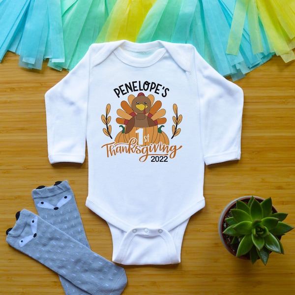 First Thanksgiving Outfit, My 1st Thanksgiving Outfit, Newborn Baby Clothes, Personalized Thanksgiving Baby Shirt