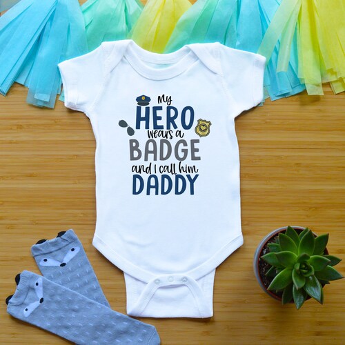 My Hero is Daddy Baby Outfit Dad Cop Baby Clothes Police Etsy