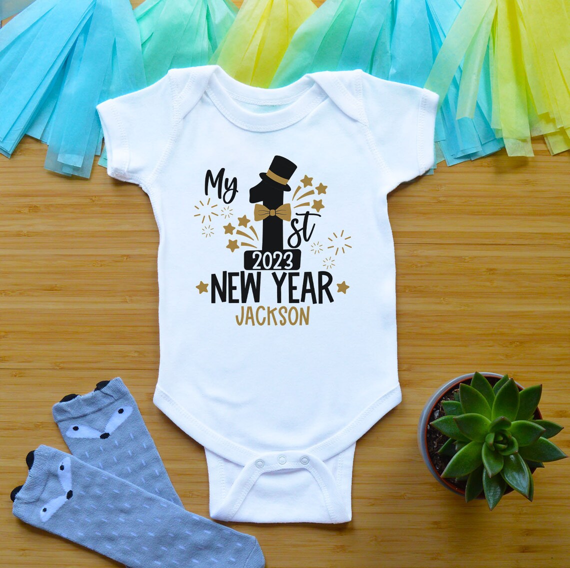 My 1st New Year Baby Boy Outfit Newborn First New Year Baby Etsy