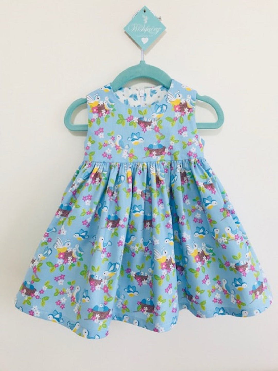 Bunty,bluebirds on Blue Baby Dress,handmade Baby Girl Dress,baby Party ...